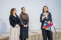 Aldona Machnowska-Góra, Joanna Mytkowska i Hanna Wróblewska podczas konferencji prasowej przed otwarciem wystawy "Wystawa niestała. 4 × kolekcja" (20.02.2025). Fot. Alicja Szulc.